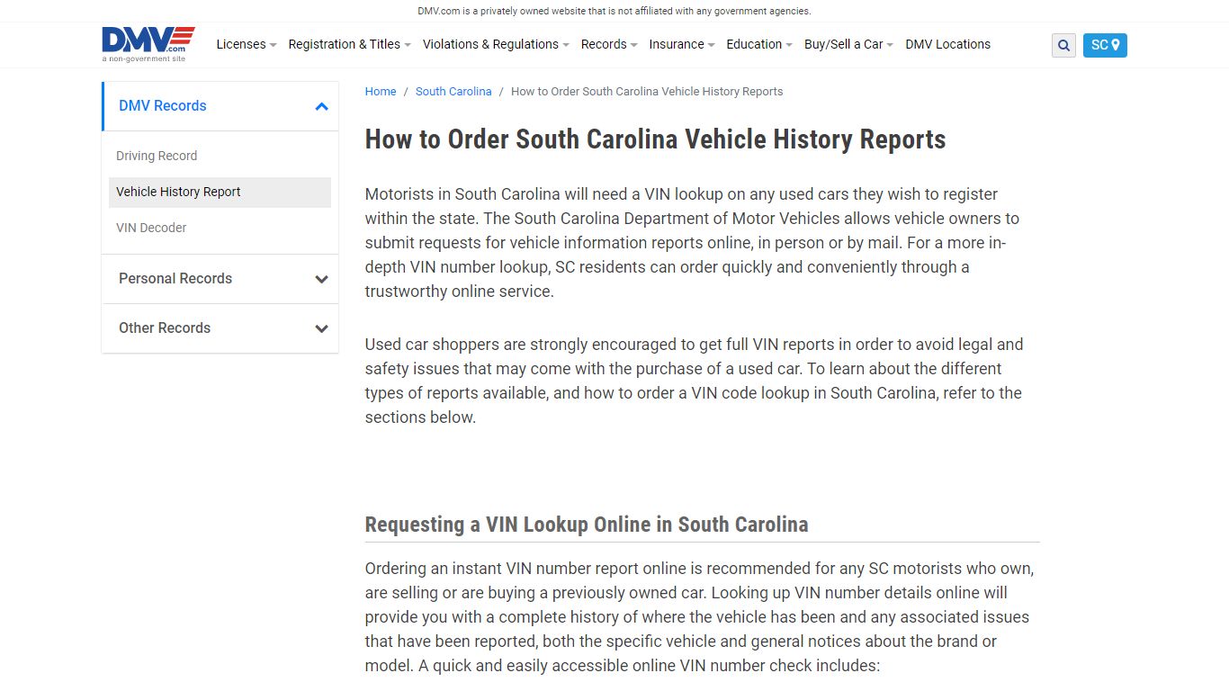 Guide To Checking SC VIN Numbers | DMV.com